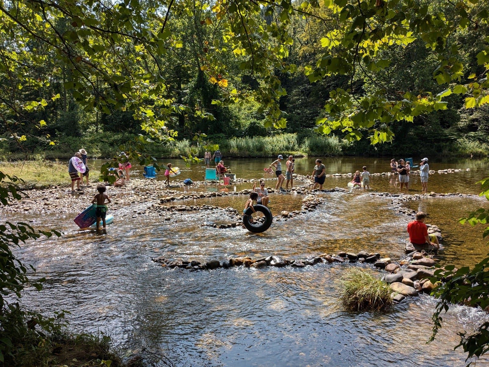 The river runs right past camp